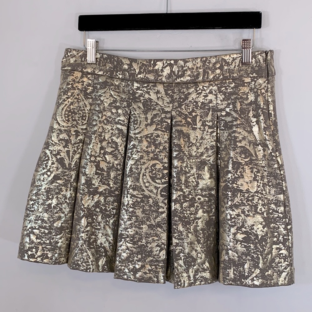 Mark Vintage High-Waist Gold Metallic Women’s Size XL Pleated Stretch Mini Skirt
